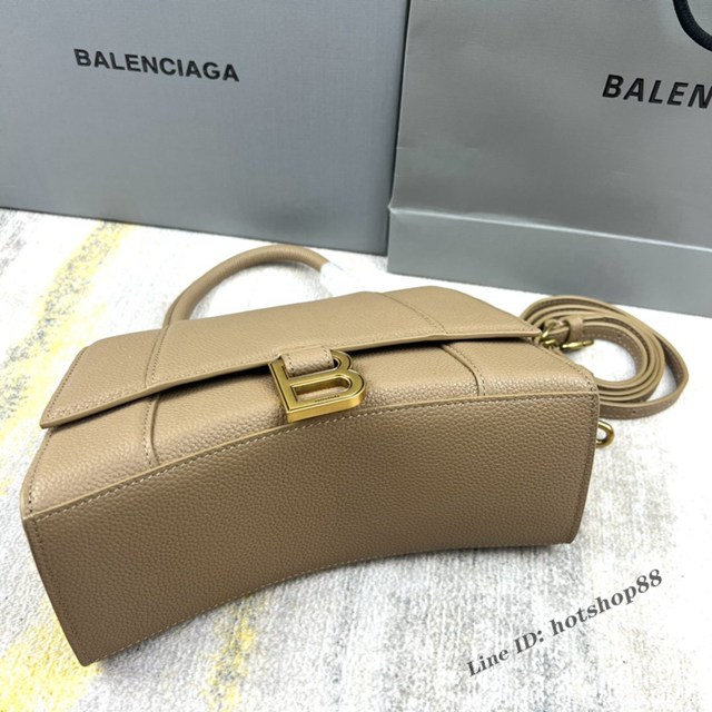 Balenciaga專櫃爆款奶茶荔枝紋S號Hourglass沙漏包 巴黎世家頂級原單手提肩背包 款號：8895 fyj1235